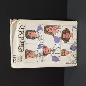 Simplicity 7021 Vintage Women's Uncut Shoulder Pad Sewing Pattern Size One Sz